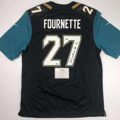 Autographed/Signed Leonard Fournette Jacksonville Black Football Jersey Fanatics COA