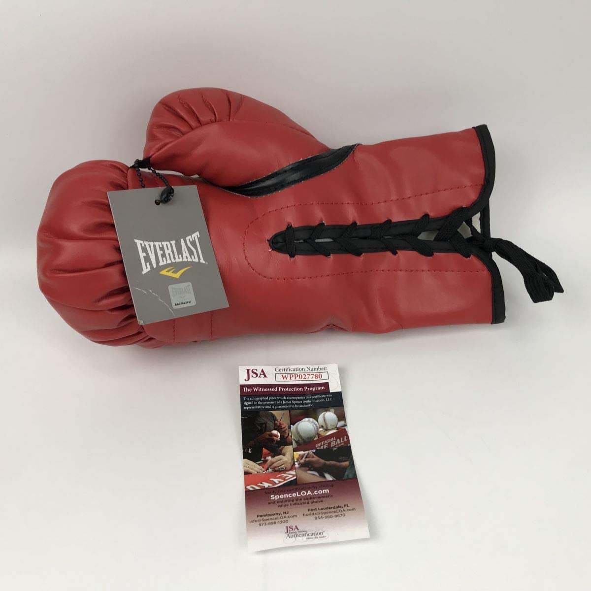 Autographed/Signed James Buster Douglas Tyson KO 2-10-90 Red Everlast Boxing Glove JSA COA