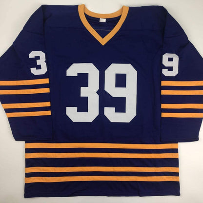 Autographed/Signed Dominik Hasek HOF 14 Buffalo Alternate Blue Hockey Jersey JSA COA