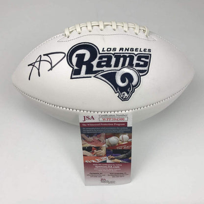 Autographed/Signed Aaron Donald Los Angeles LA Rams F/S White Panel Logo Football JSA COA