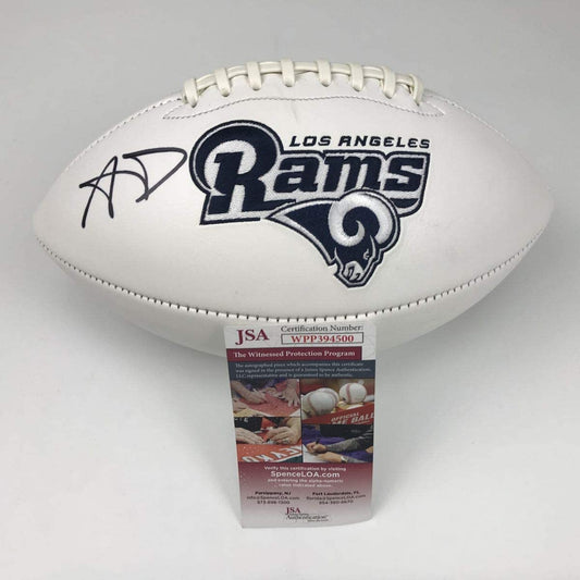 Autographed/Signed Aaron Donald Los Angeles LA Rams F/S White Panel Logo Football JSA COA