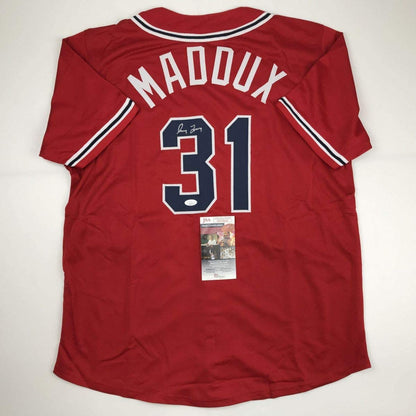 Autographed/Signed Greg Maddux Atlanta Red Baseball Jersey JSA COA