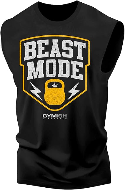 Beast Mode Graphic Fitness Tank, Sleeveless Bodybuilding Athletic Tank Top