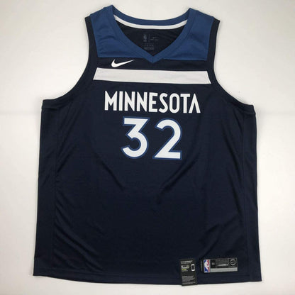 Autographed/Signed Karl-Anthony Towns Big KAT Minnesota Blue Basketball Jersey JSA COA
