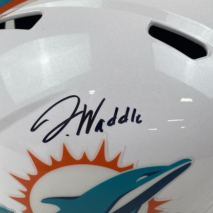 Autographed/Signed Jaylen Waddle Miami Dolphins Full Size FS F/S Replica Football Helmet Fanatics COA