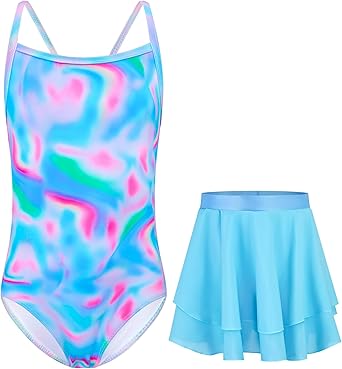Girls Swimsuit One Piece Bathing Suit Sleeveless Swimwear Matching Skirts for Toddler Kids Swim Surfing