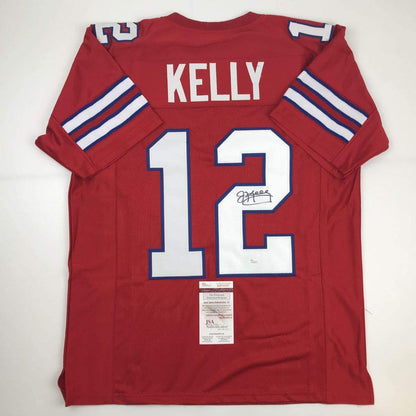 Autographed/Signed Jim Kelly Buffalo Red Football Jersey JSA COA