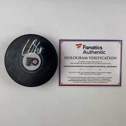 Autographed/Signed Claude Giroux Philadelphia Flyers Logo Hockey Puck Fanatics COA