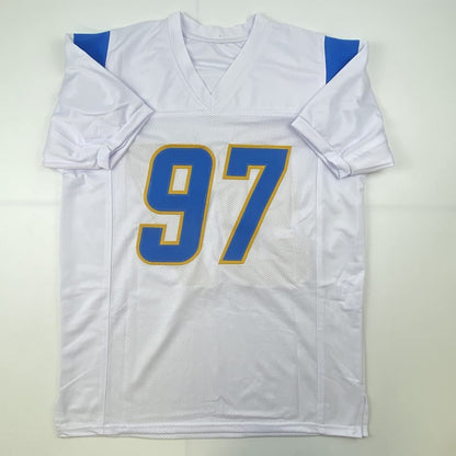 Autographed/Signed Joey Bosa #97 Los Angeles LA White Football Jersey JSA COA
