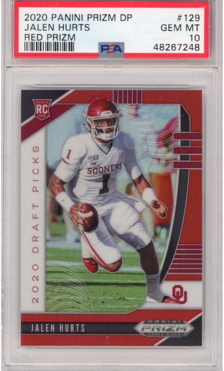 Graded 2020 Panini Prizm Draft Picks DP Jalen Hurts #129 Red Prizm Rookie RC Football Card PSA 10 Gem Mint