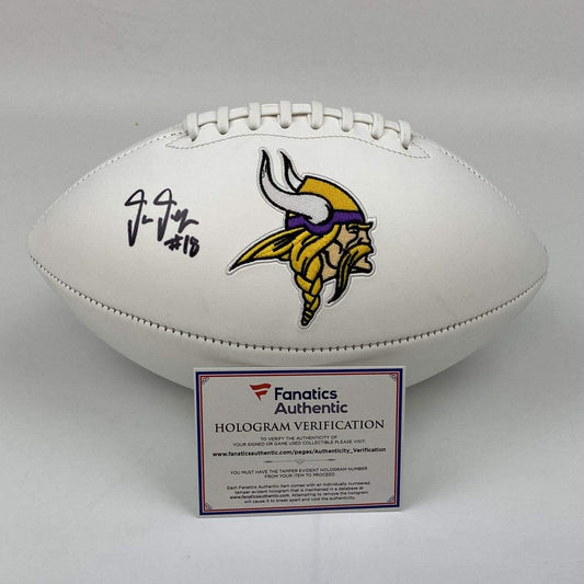 Autographed/Signed Justin Jefferson Minnesota Vikings Full Size F/S White Panel Logo Football Fanatics COA