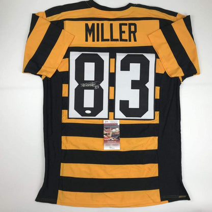 Autographed/Signed Heath Miller Pittsburgh Bumble Bee Football Jersey JSA COA