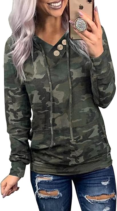 Dokotoo Women's Casual Long Sleeve Hoodies Sweatshirts Drawstring Pullover Tunic Tops With Pockets