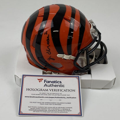 Autographed/Signed Ja'Marr Chase Cincinnati Bengals Mini Football Helmet Fanatics COA