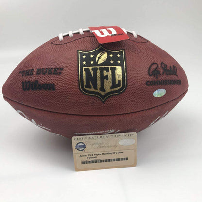 Autographed/Signed Peyton Eli & Archie Manning Authentic The Duke Full Size Football Steiner Sports COA