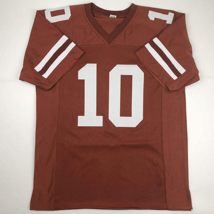 Autographed/Signed Vince Young Texas Orange College Football Jersey Beckett BAS COA