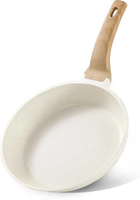 CAROTE Non Stick Frying Pans, Nonstick Granite Fry Pan Egg Pan Omelet Pans, Stone Cookware Chef's Pan, PFOA Free, (White Granite, 10-Inch)