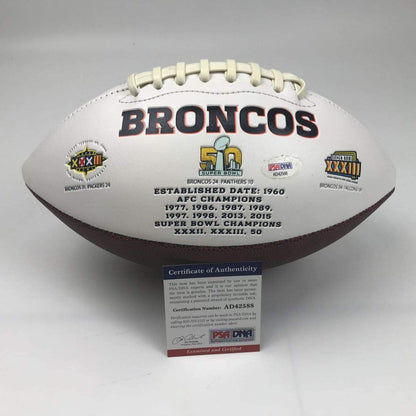 Autographed/Signed Peyton Manning Denver Broncos FS White Panel Logo Football PSA/DNA COA