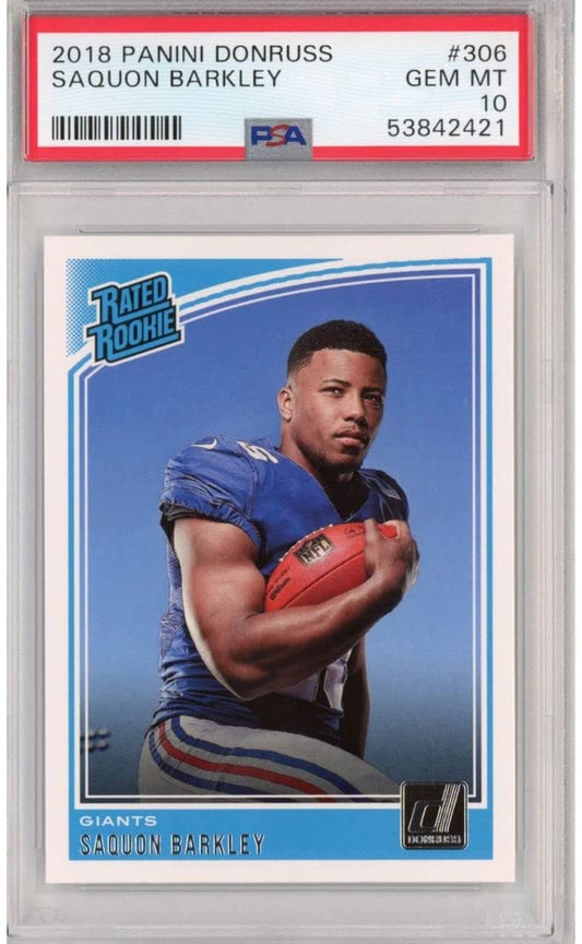 Graded 2018 Panini Donruss Saquon Barkley #306 Rookie RC Football Card PSA 10 Gem Mint