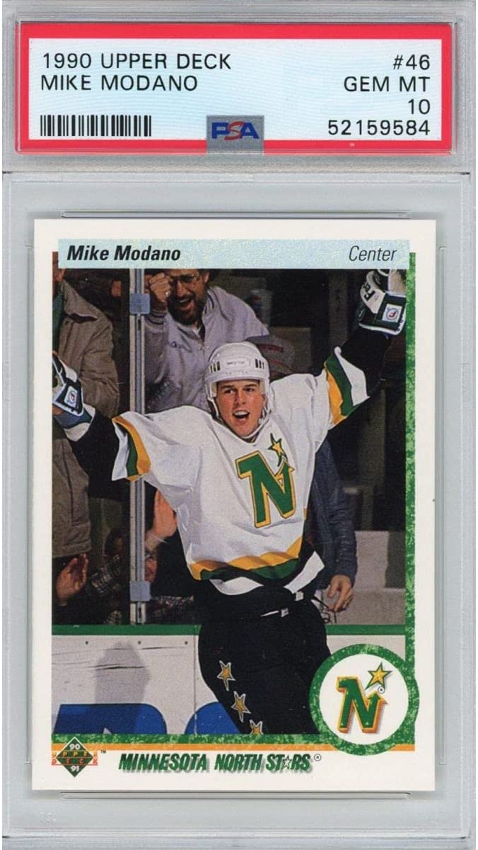 Graded 1990 Upper Deck UD Mike Modano #46 Rookie RC Hockey Card PSA 10 Gem Mint
