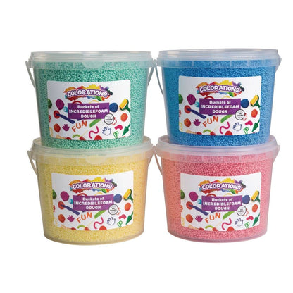 Colorations Incredible Foam Dough, 4 Colors, 3.5 OZ. each, Plastic Storage Tubs