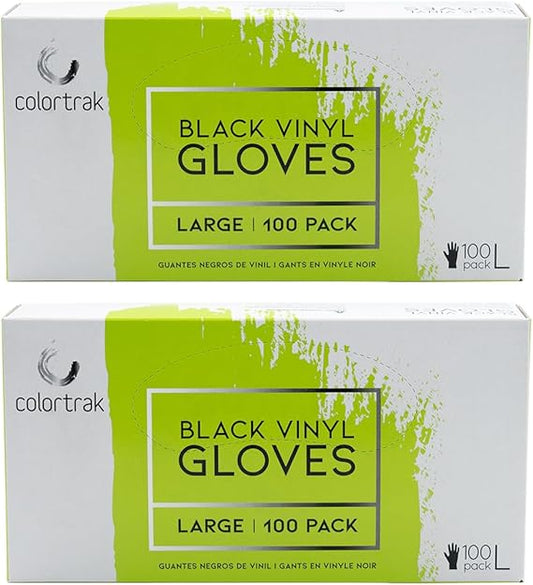 Colortrak Disposable Powder Free Vinyl Gloves, Single-Use, Latex-Free, Powder Free, Ambidextrous, Black