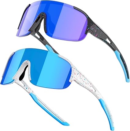 IKTOD 2PACK Youth Baseball Kids Sunglasses for 4-16 Boys Girls Softball Cycling Glasses UV400 Protection Sports Goggles