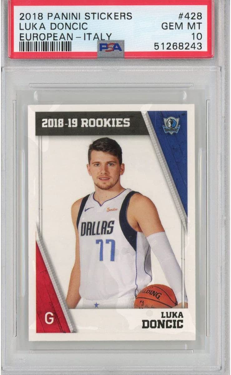 Graded 2018-19 Panini Stickers Luka Doncic #428 European Italy Rookie RC Basketball Card PSA 10 Gem Mint