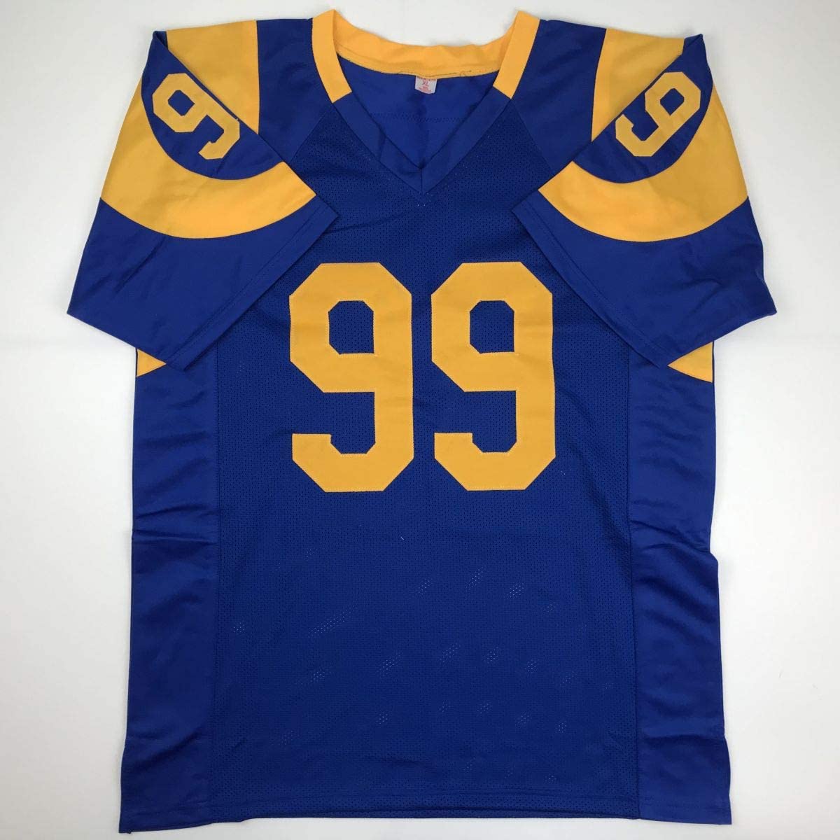 Autographed/Signed Aaron Donald Los Angeles LA Retro Blue Football Jersey Beckett BAS COA