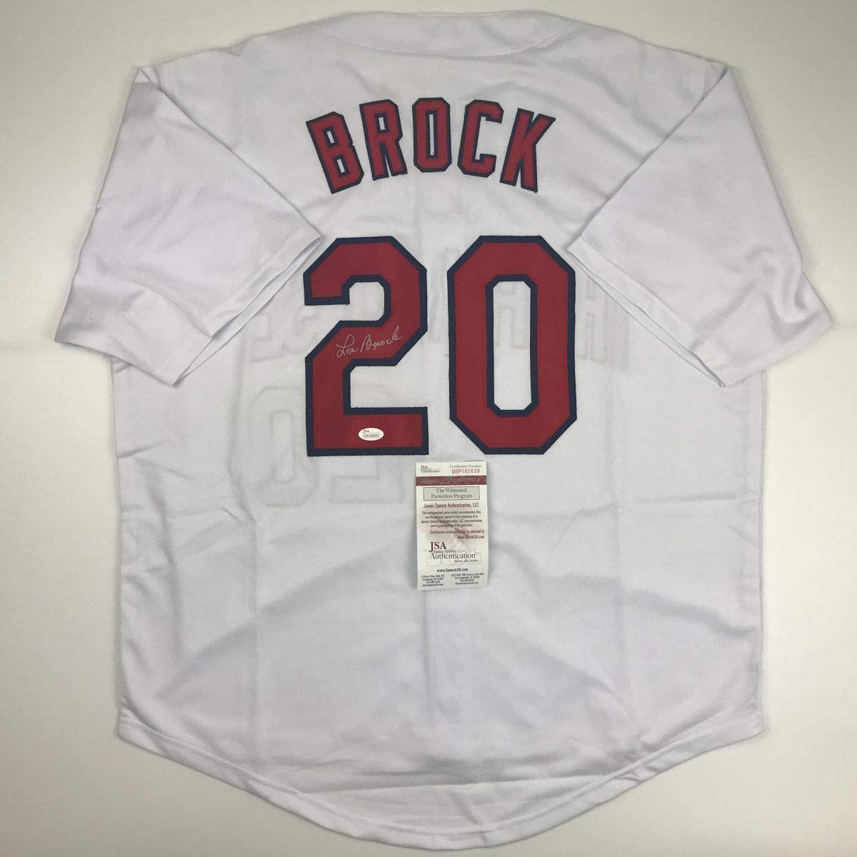 Autographed/Signed Lou Brock St. Louis White Baseball Jersey JSA COA