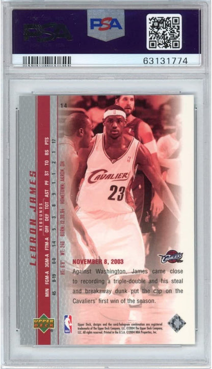 Graded 2003-04 Upper Deck UD LeBron James #14 Phenomenal Beginning Rookie RC Basketball Card PSA 10 Gem Mint