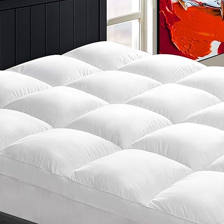 Cooling Mattress Topper King for Back Pain, Extra Thick Mattress Pad Cover, Pillow Top , Down Alternative Bed Topper with 8-21 Deep Pocket, White