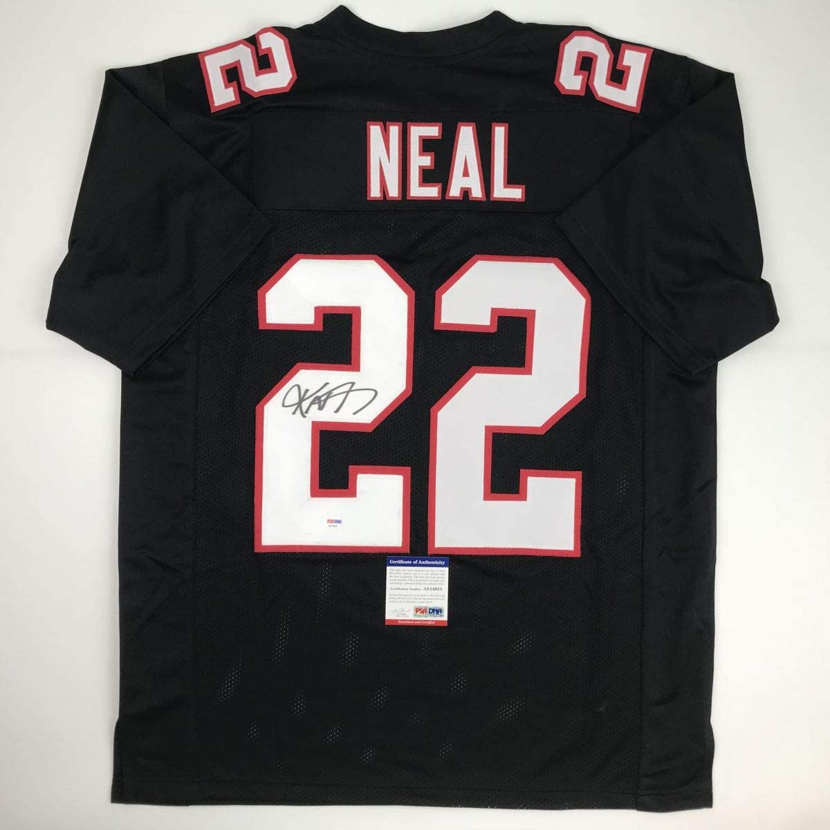 Autographed/Signed Keanu Neal Atlanta Retro Black Football Jersey PSA/DNA COA