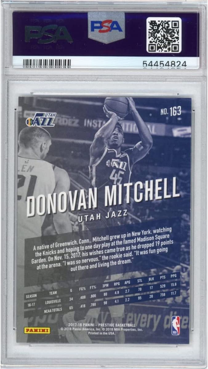 Graded 2017-18 Panini Prestige Donovan Mitchell #163 Rookie RC Basketball Card PSA 10 Gem Mint