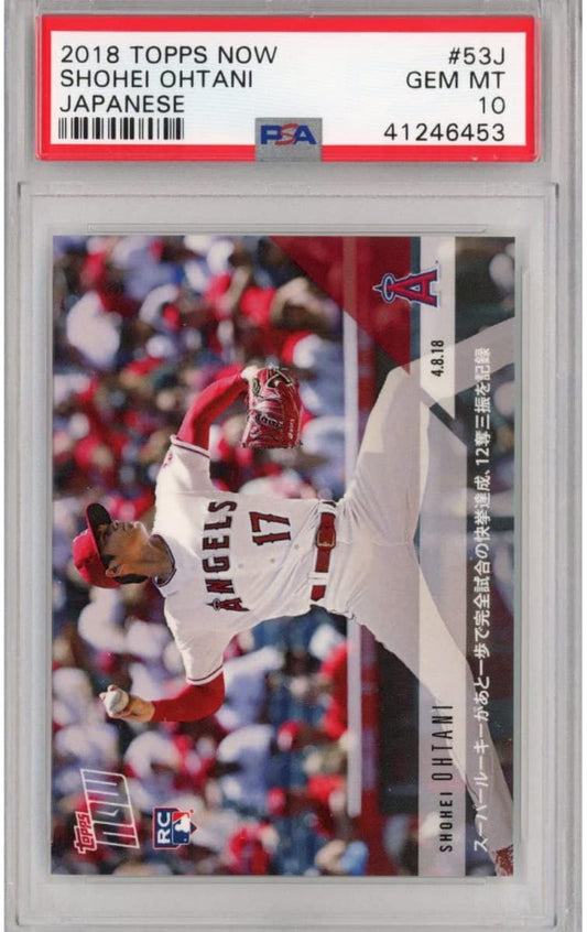 Graded 2018 Topps Now Japanese Shohei Ohtani #53J Rookie RC Baseball Card PSA 10 Gem Mint