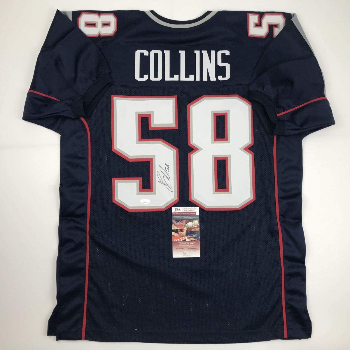 Autographed/Signed Jamie Collins New England Blue Football Jersey JSA COA