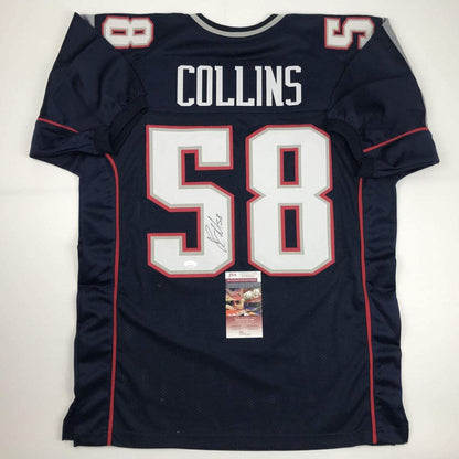 Autographed/Signed Jamie Collins New England Blue Football Jersey JSA COA