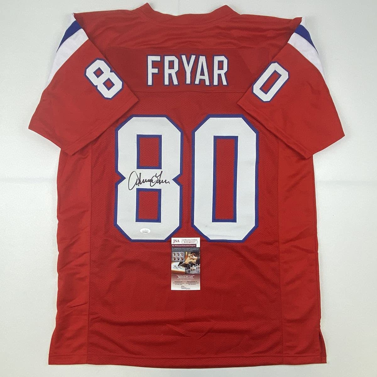 Autographed/Signed Irving Fryar New England Red Football Jersey JSA COA