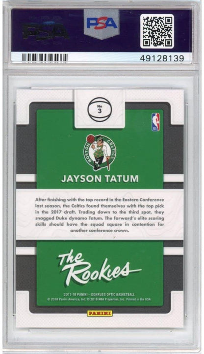 Graded 2017-18 Panini Donruss Optic Jayson Tatum #3 The Rookies RC Basketball Card PSA 10 Gem Mint