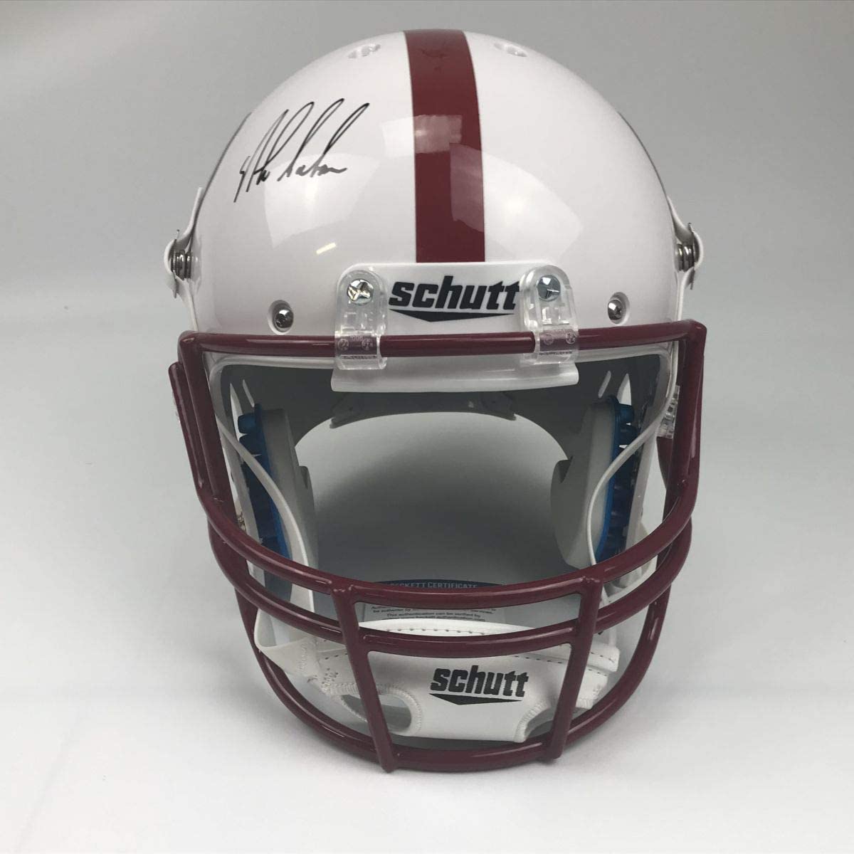 Autographed/Signed Nick Saban Alabama Crimson Tide Alternate Full Size FS F/S Replica College Football Helmet JSA COA