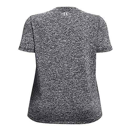 Under Armour womens Tech Twist Short-Sleeve Crew T-Shirt , Black (001)/Metallic Silver , 1X