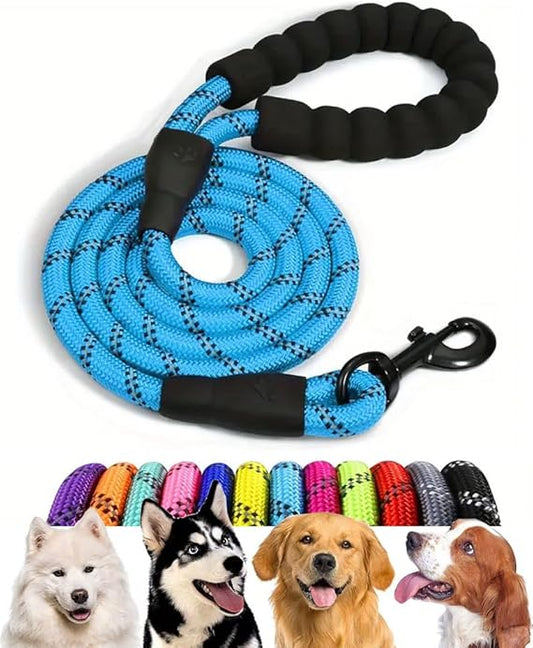 6.6 Ft Reflective Dog Leash with Comfortable Padded Handle•_ÎDouble Heavy Duty Traction Nylon Rope for Dogs Cats- Enhance Safety and Control On Walks, Blue