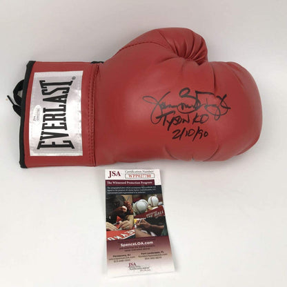 Autographed/Signed James Buster Douglas Tyson KO 2-10-90 Red Everlast Boxing Glove JSA COA