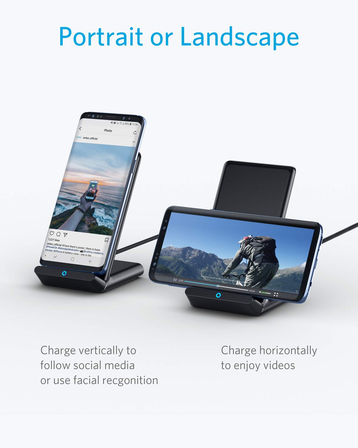 Anker 2-Pack 313 Wireless Charger PowerWave Stands, Qi-Certified, NO AC ADAPTOR