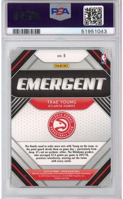 Graded 2018-19 Panini Prizm Trae Young #5 Emergent Rookie RC Basketball Card PSA 10 Gem Mint