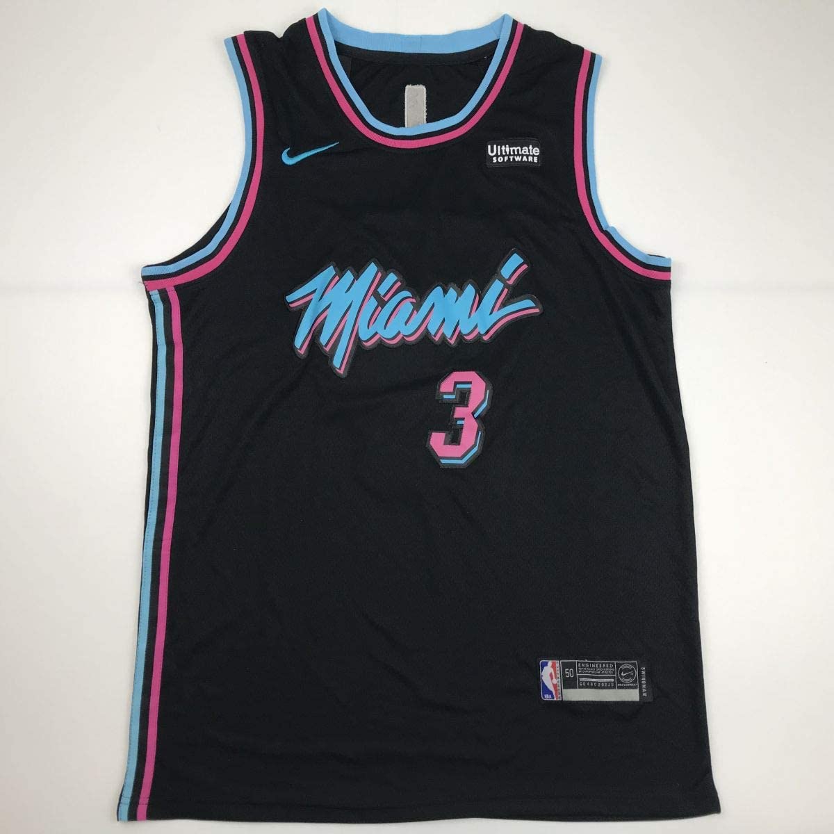 Autographed/Signed Dwyane Wade Miami Black Vice City Basketball Jersey JSA COA