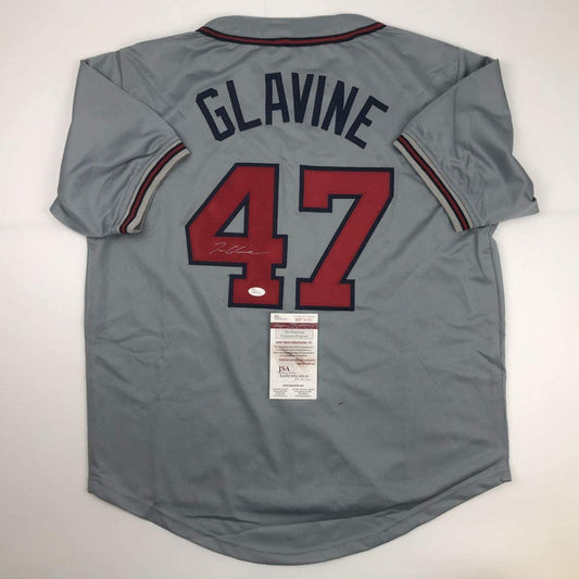 Autographed/Signed Tom Glavine Atlanta Grey Baseball Jersey JSA COA