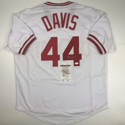 Autographed/Signed Eric Davis Cincinnati White Baseball Jersey JSA COA