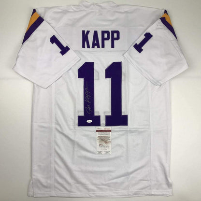 Autographed/Signed Joe Kapp Minnesota White Football Jersey JSA COA