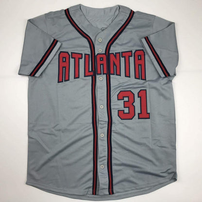 Autographed/Signed Greg Maddux Atlanta Grey Baseball Jersey JSA COA